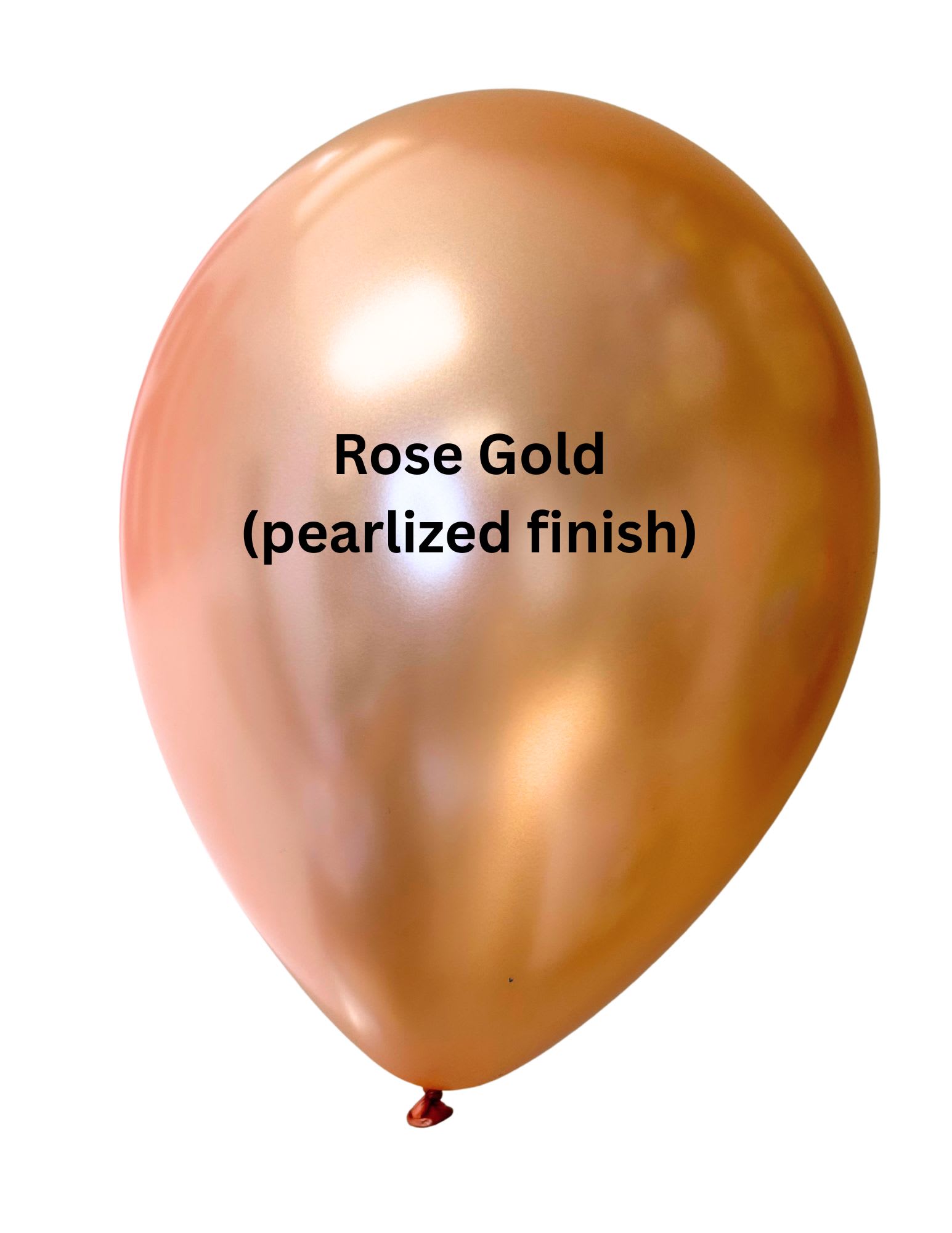 Rose gold pearlized balloon on a white background