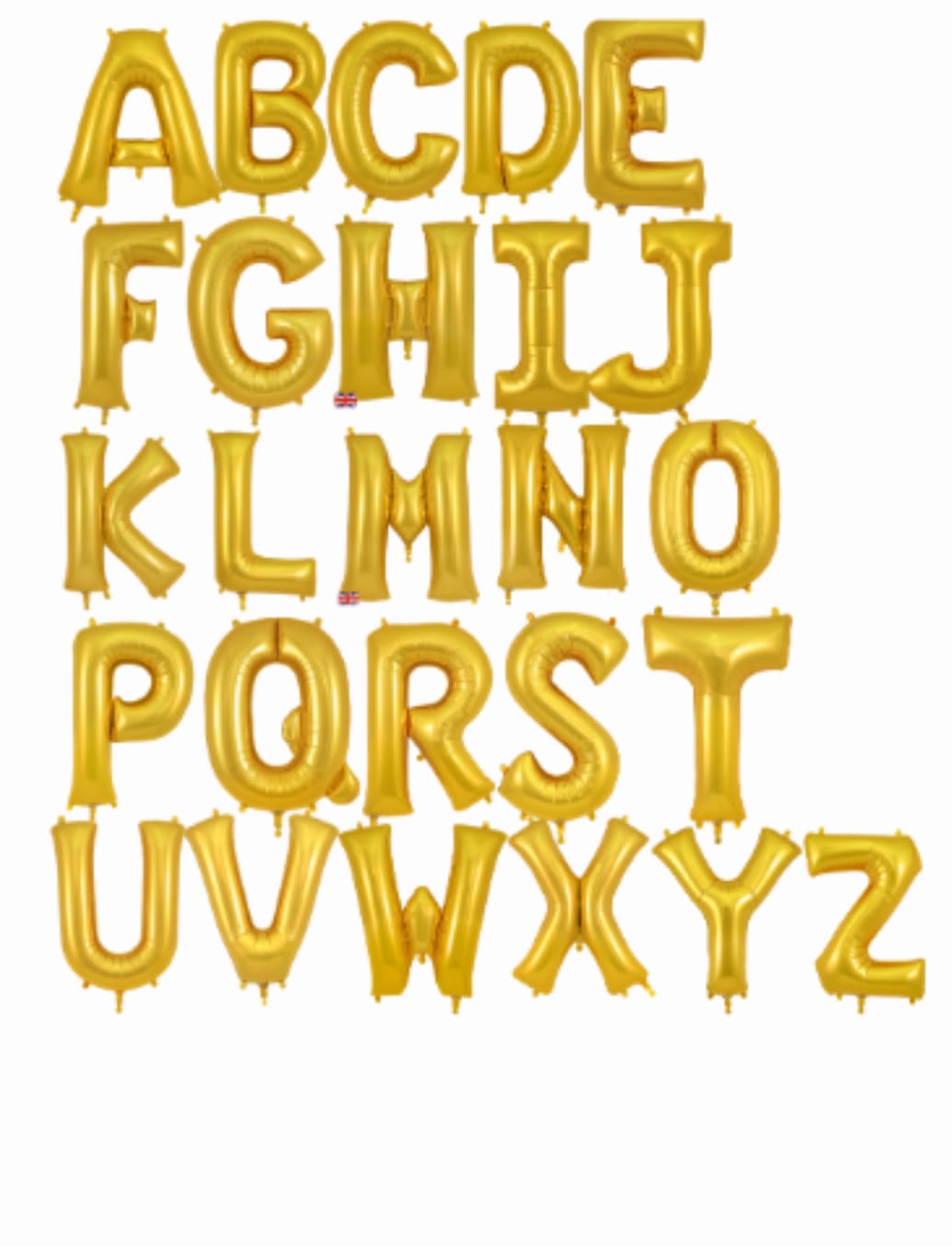 34" Gold Letter Mylar - Shiny metallic gold letter balloons make any celebration pop - these 34" gold foil letter Mylar balloons are perfect party decor for birthdays, graduations, anniversaries, or a bold congratulatory display. The oversized reflective letters spell a clear, festive message that will make the person you're celebrating feel onstage and truly seen.  Each balloon is a 34-inch gold foil (Mylar) letter with a glossy, mirror-like finish that catches lights and photographs beautifully. They arrive as individual foil letter balloons so you can spell names, ages, or short phrases; colors are a bright metallic gold (with yellow and white highlights from reflections). These are hard-good party accents rather than floral items, meant to be filled with helium or air and secured with ribbon or tape.  Ideal for party backdrops, photo walls, and table anchors, these letter balloons turn an ordinary room into an instant celebration. Order the exact letters you need and follow standard foil-balloon care: avoid overinflating, keep away from sharp objects and extreme heat, and tether when using helium so they stay perfectly positioned for your event.