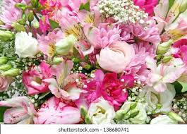 Pink and white mixed bouquet with alstroemeria and baby’s breath