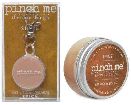Therapy dough keychain and tin in spice packaging