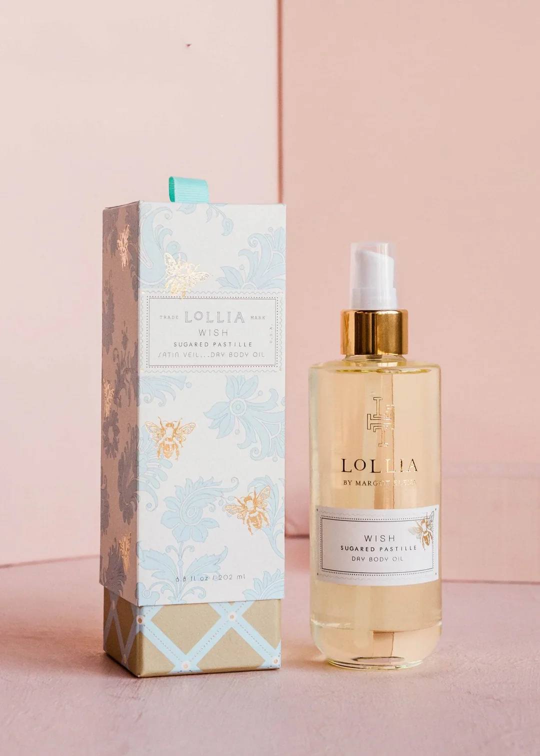 Wish Dry Body Oil - Sheer Hydration. Formulated with lush botanicals, a classic humectant to nourish as it seals in moisture. Soothing Pomegranate &amp; Green Tea pair with hydrating Coconut &amp; Sweet Almond Oils for a light moisturizer perfect for all skin types and beneficial for dry and sensitive skin. A luxuriously fragrant escape, Sugared Pastille, Vanilla Bean &amp; Jasmine meet comforting Ylang Ylang &amp; sheer Amber Woods. Lush &amp; gentle for a moisture rich pick-me-up.