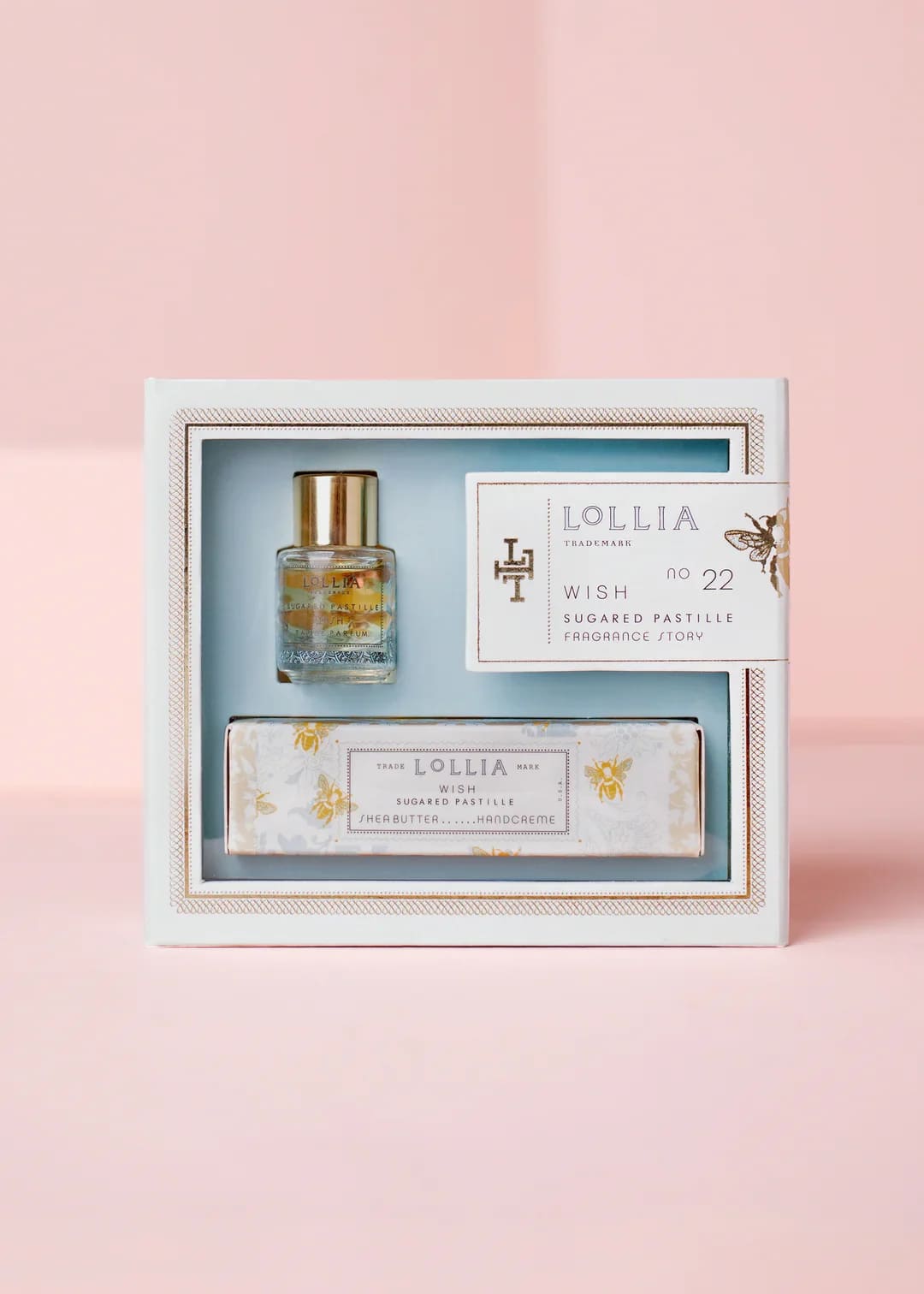 Gift set with perfume and hand cream in a decorative box