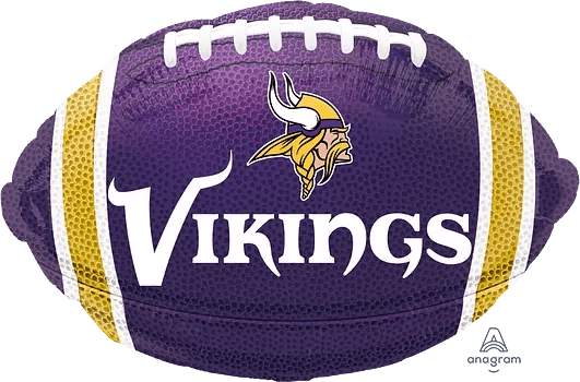 Purple Vikings football with white and gold stripes and logo