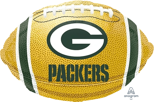 Green Bay Packers football-shaped balloon with team logo