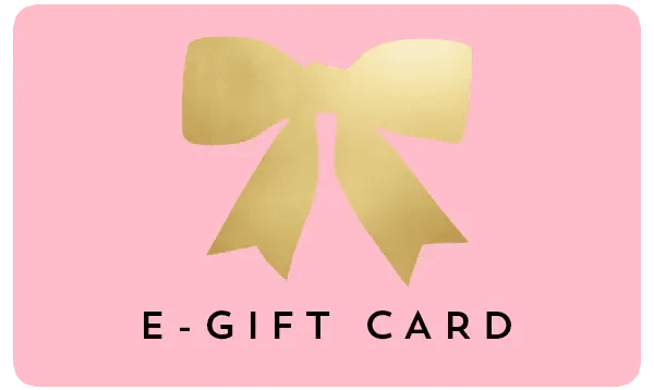Pink e-gift card with a gold bow graphic