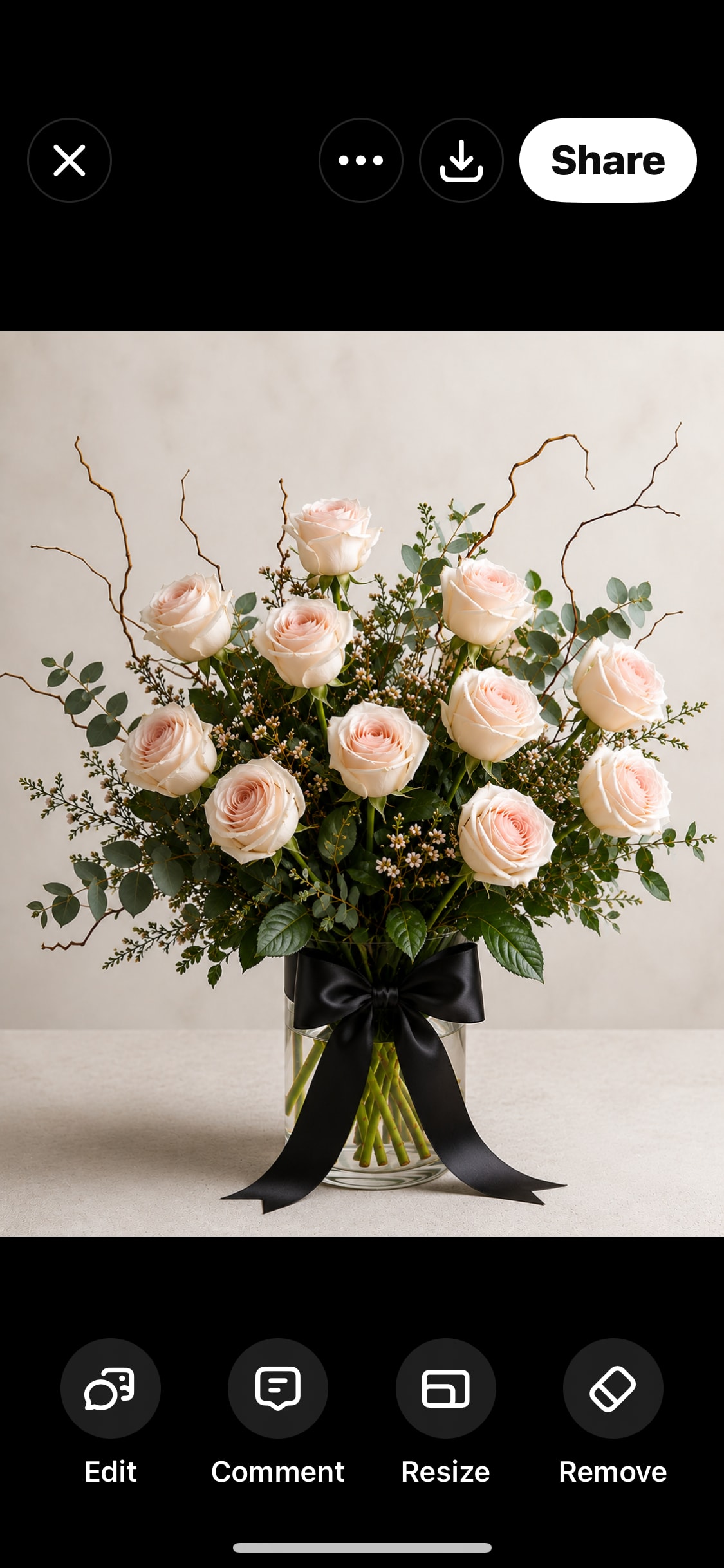 Champagne blush - One dozen Long stem roses arranged