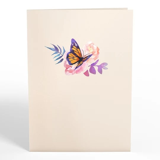 Cream gift bag with a butterfly and floral print