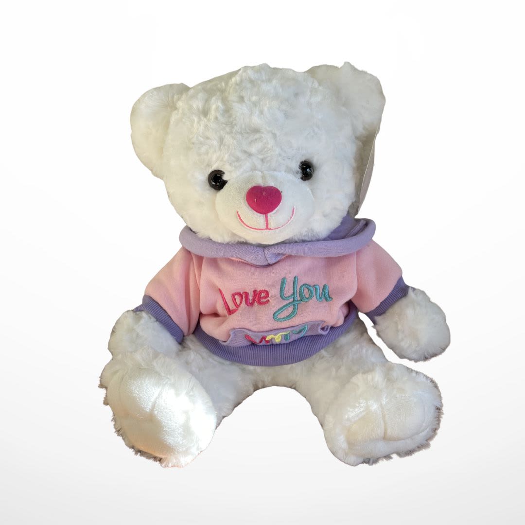 Love You Mom Bear - Medium Stuffed Plush Bear Love You Mom Sweater