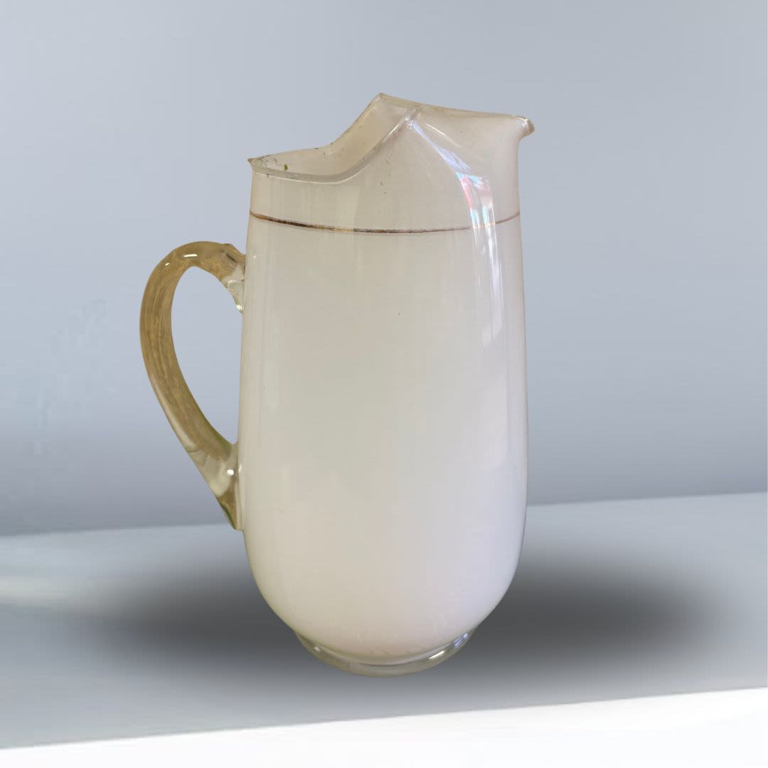 Vintage White frosted Glass Pitcher - Vintage White frosted Glass Pitcher