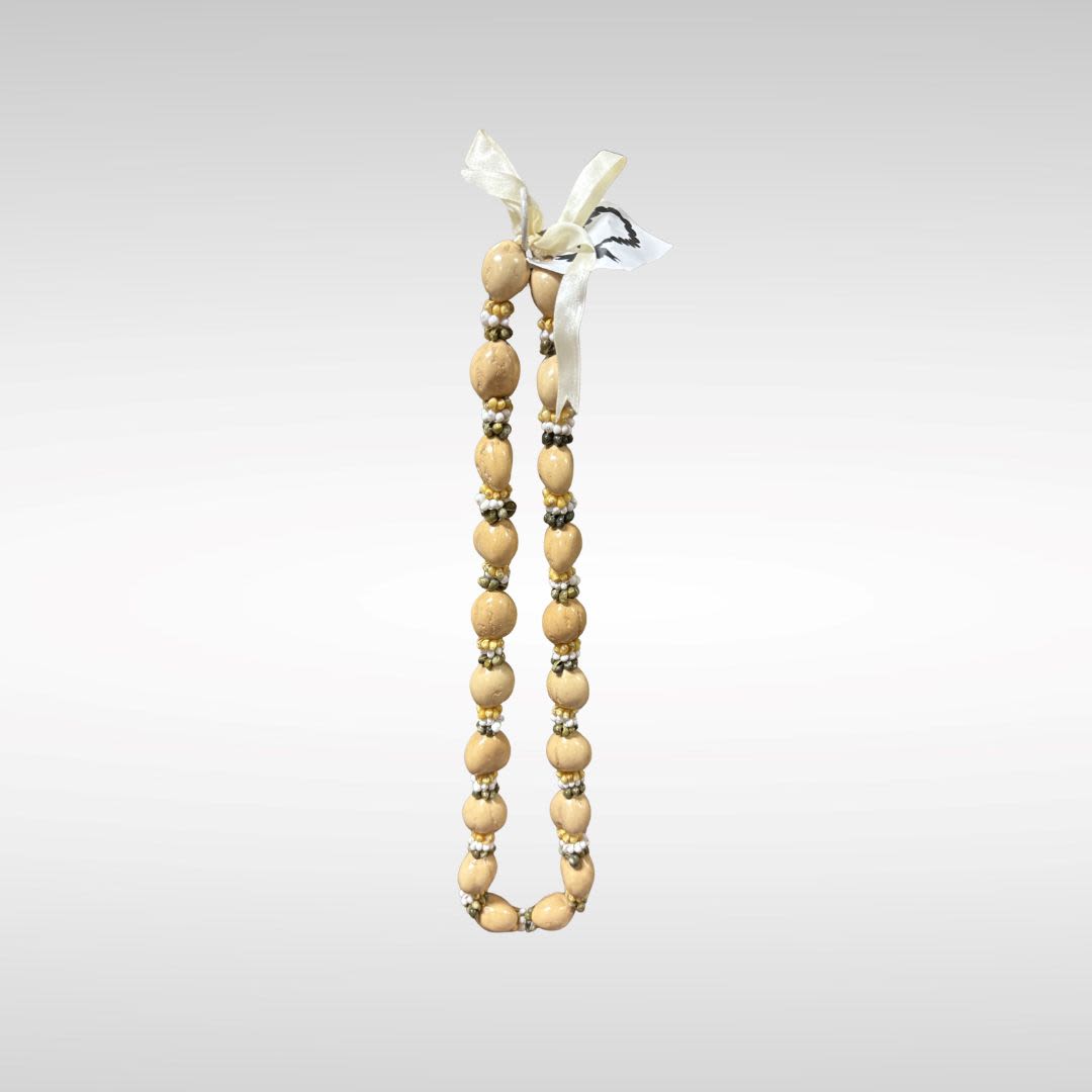 Tan Kukui Nut Lei - Orange and Black Kukui Nut Lei Made in the Phillipines