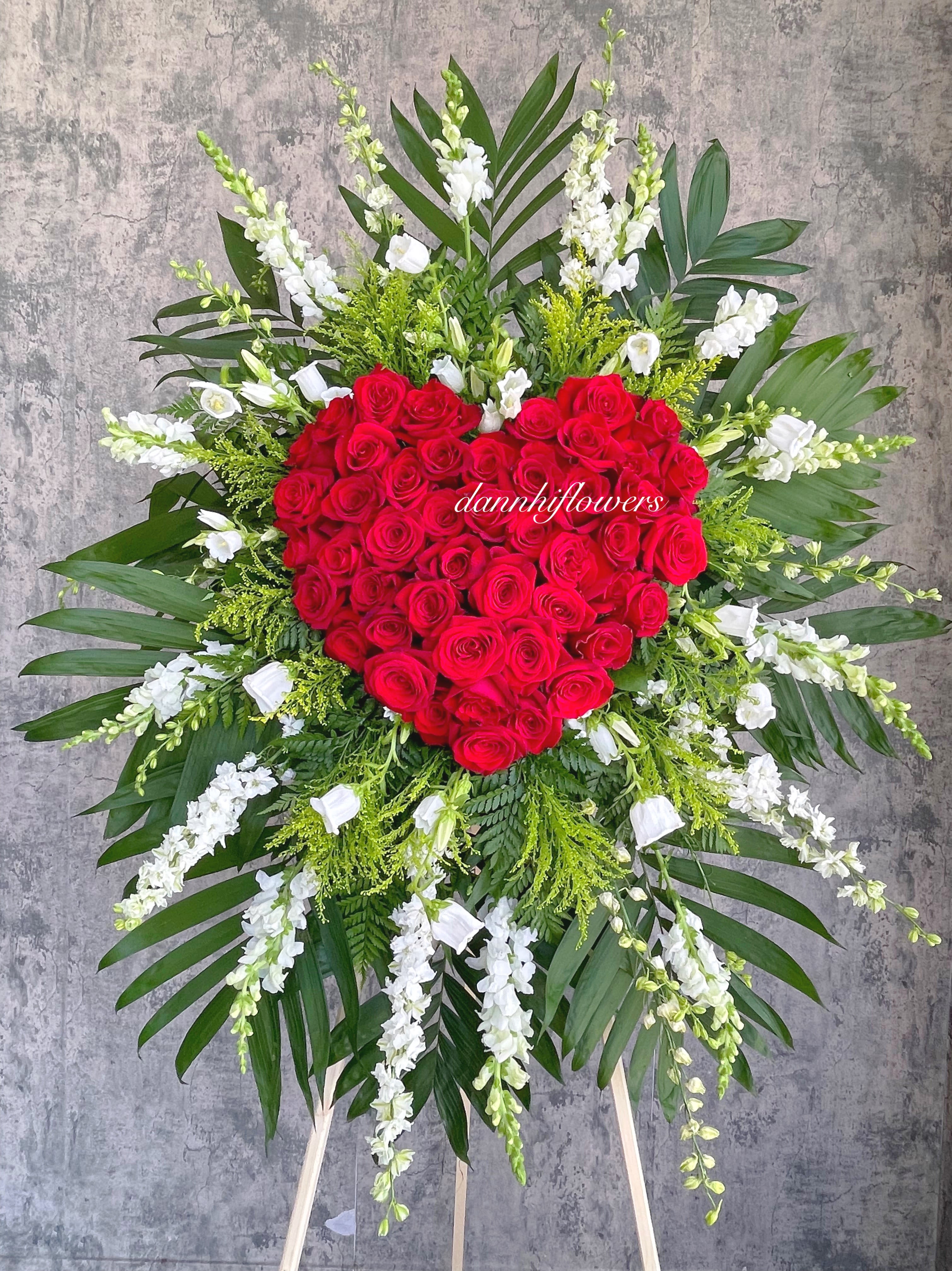 Eternal heart - Heart rose standing spray.