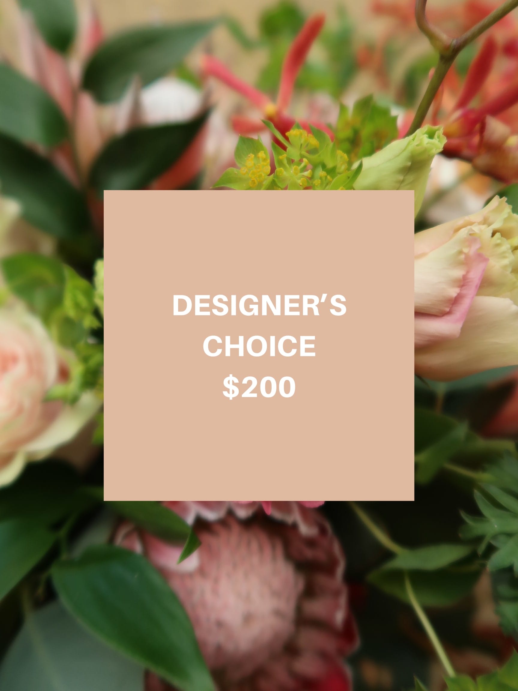 Designer's choice floral arrangement with pink and green blooms