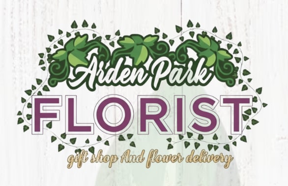 Arden Park Florist logo with purple lettering and green leafy vines