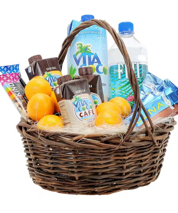 Stay Healthy Basket-24 Hour Notice - A basket of snacks for the health conscience. Items in basket might vary, but will maintain that healthy vibe your looking for. Color of Basket may vary.   