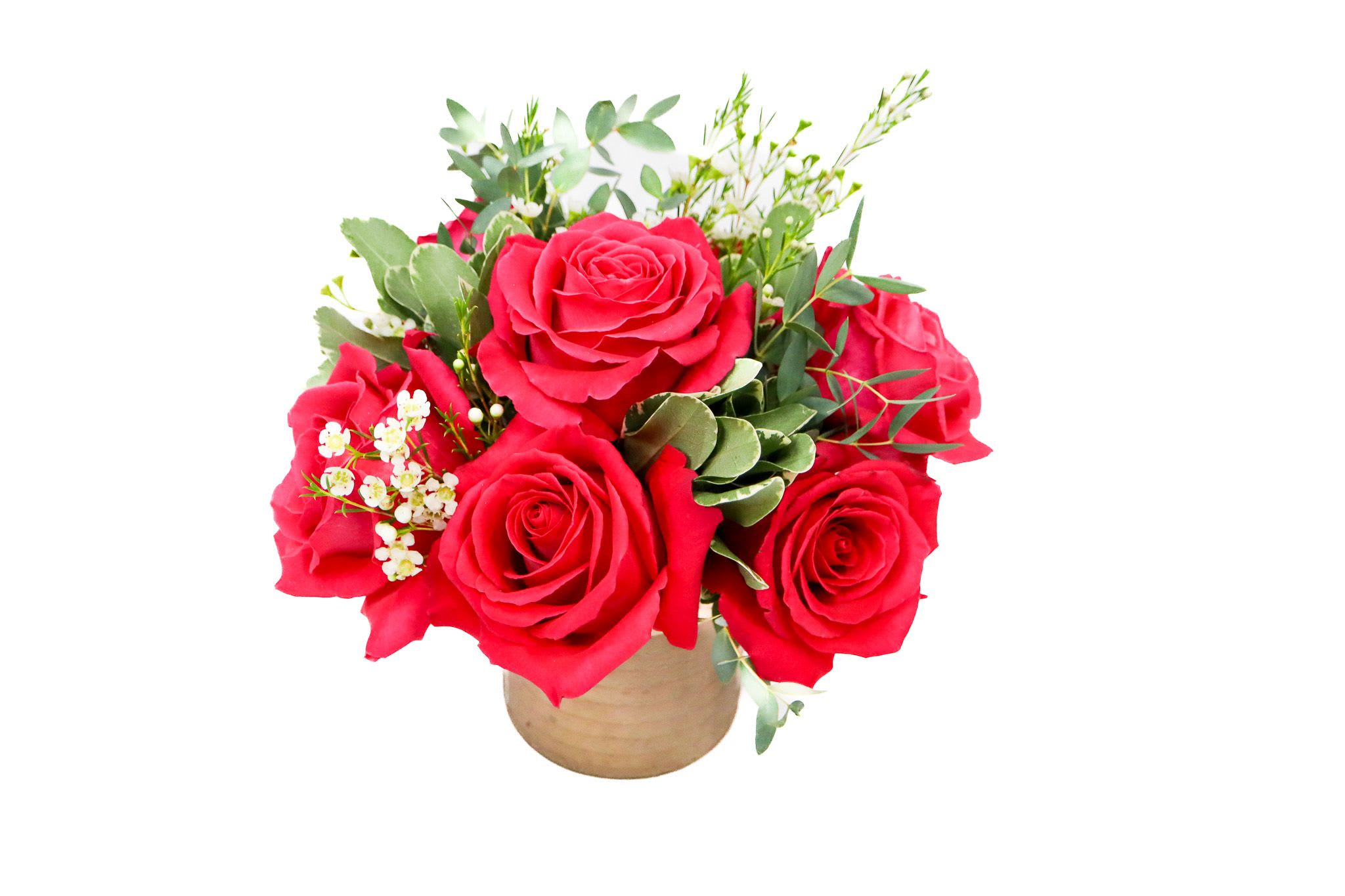 Mini Charm - Delight in the sweet simplicity of Mini Charm, a petite bouquet designed to brighten hearts and spaces. Featuring vibrant fuchsia roses and soft seasonal greenery, this hand-tied arrangement is the perfect gesture for celebrating love, friendship, or everyday magic. Whether it’s a desk companion, a thank-you gift, or a just-because bloom, Mini Charm makes every moment feel special — in the most charming way.