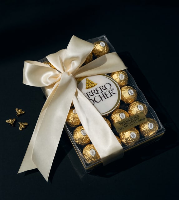 Ferrero Rocher Diamond Gift Box  - A timeless gift featuring premium Ferrero Rocher chocolates—perfect for adding a sweet touch to any floral arrangement or special occasion.