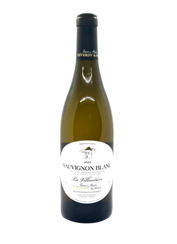 Bottle of Sauvignon Blanc wine with a white label