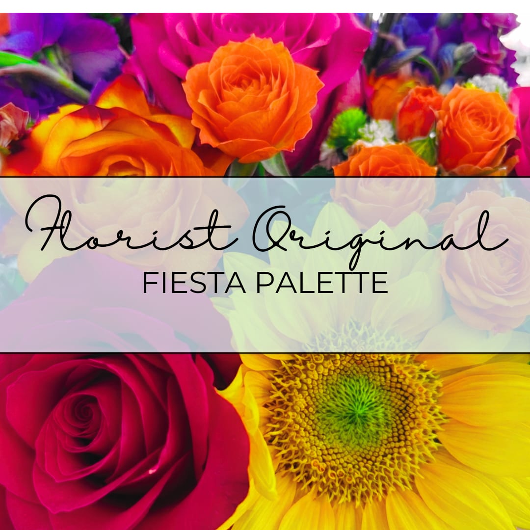 Bright mixed bouquet with roses and sunflowers in pink, orange, and yellow