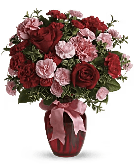 DANCE WITH ME WITH RED ROSES BY TELEFLORA - RED ROSES, PINK AND RED CARNS ARE A PERFECT WAY TO SAY I LOVE YOU OR JUST IM THINKING ABOUT YOU,  CONTAINER MY VARY
