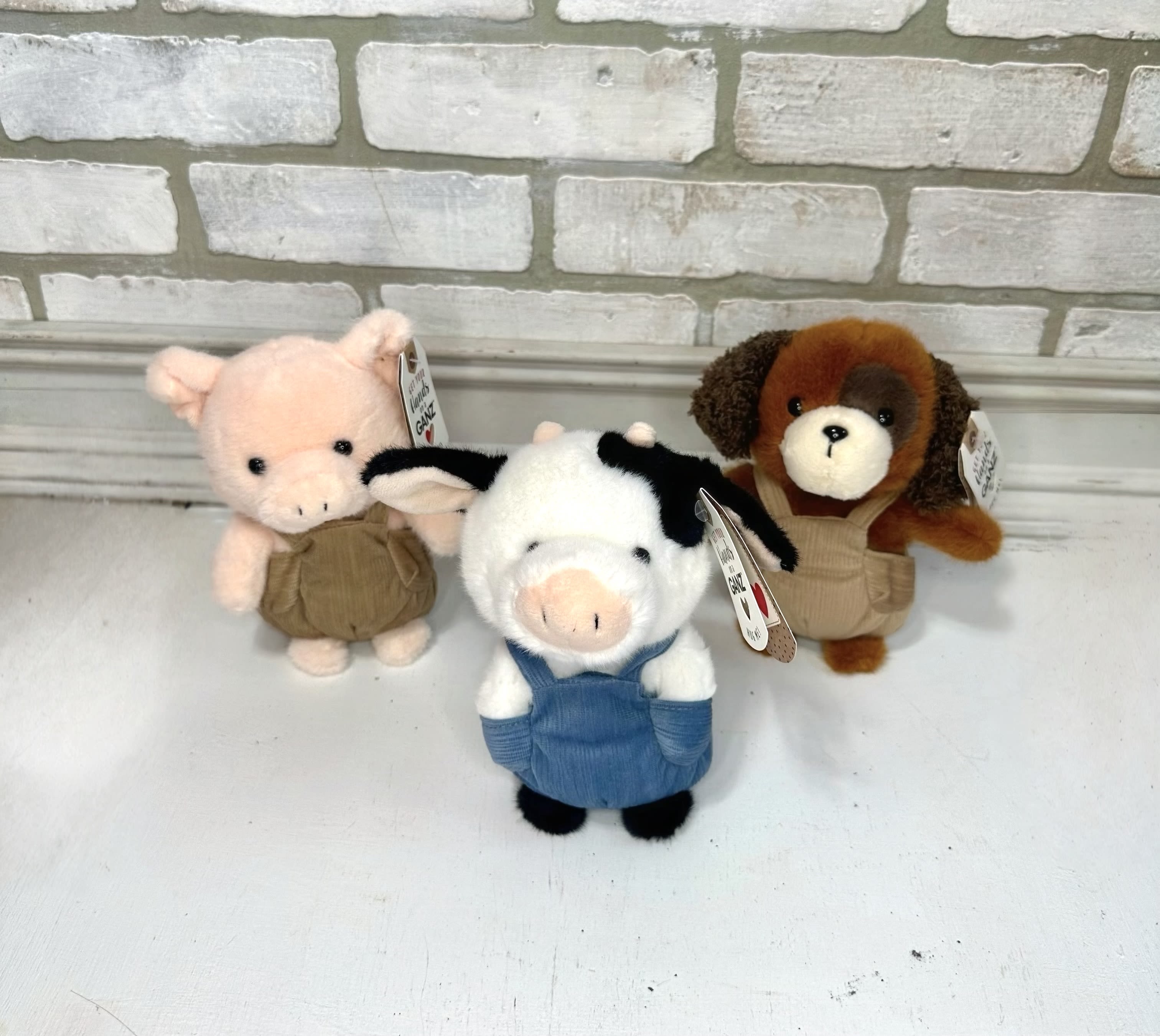 Plush Dapper Darlings - Plush farm animals in their overalls. 