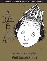 Book cover with a cartoon face and the title A Light in the Attic