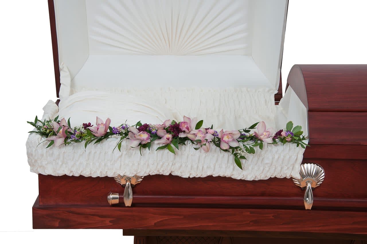 Forever Cherished Garland - This garland designed with a beautiful combination of pink and purple flowers will show that your loved one will be forever cherished. TMF-781