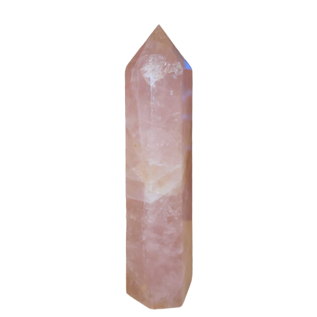 Pink crystal point on a white background