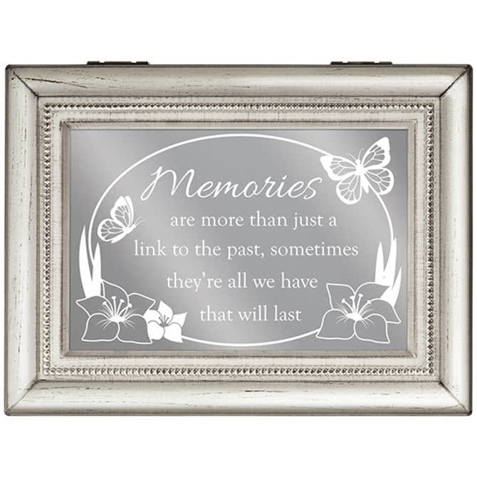 Framed memorial sign with butterflies and floral accents