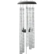 Silver wind chime with hanging metal tubes