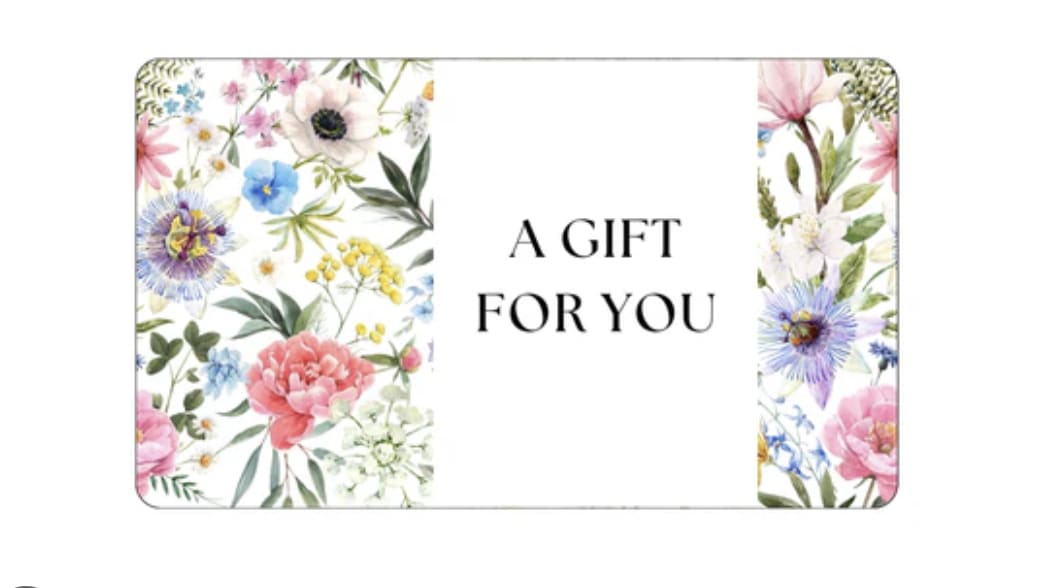Floral gift card with colorful illustrated flowers framing the words A GIFT FOR YOU