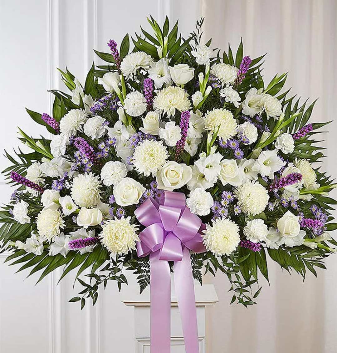 Lavender and White standing basket  - Lavender and White standing basket