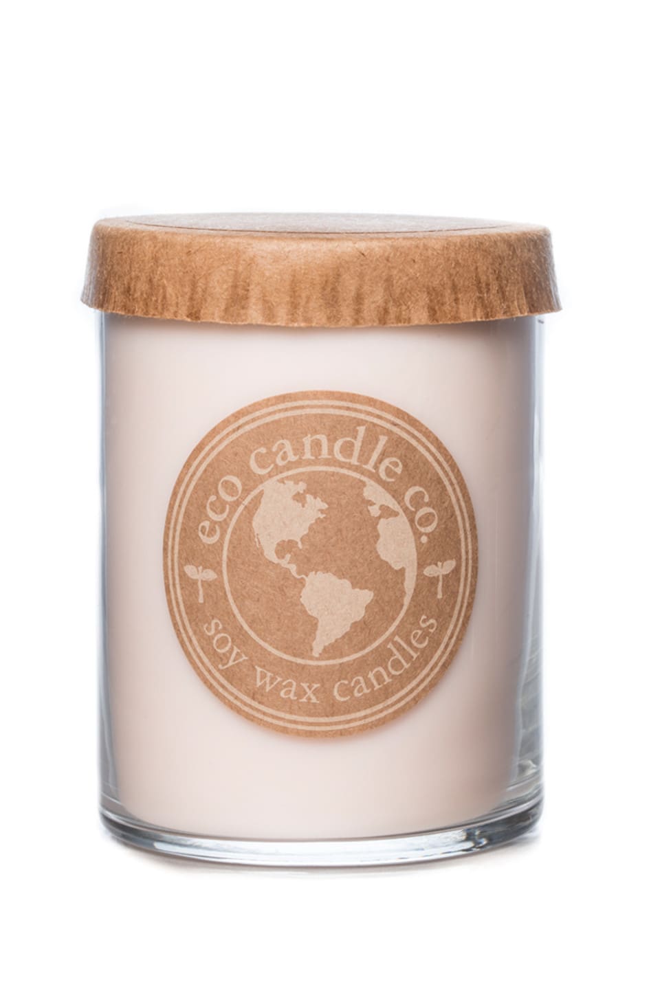 Soy wax candle in a glass jar with a wooden lid