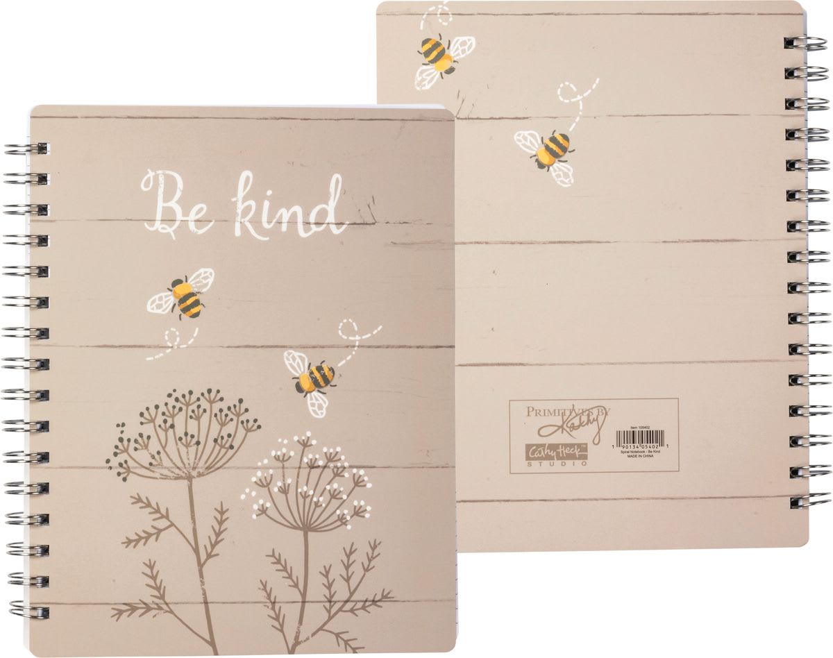 Journals, 'Bee' Kind Journal - Be Kind Journal measuring 7.5 by 6 inches.