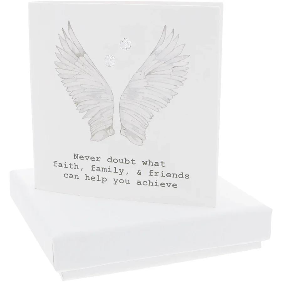 Crumble &amp;Core Never Doubt - Greeting card with 4mm sterling silver cibic zirconia stud earrings