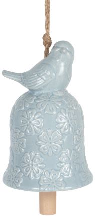 Ceramic blue pattern Songbird Chime - Ceramic and twine, measuring 16"L x 4"W