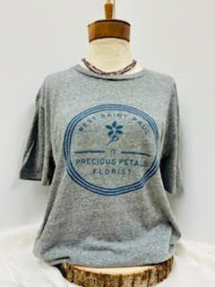 A Precious Petals Tee Gray - Tee with logo, available in M, L &amp; XL