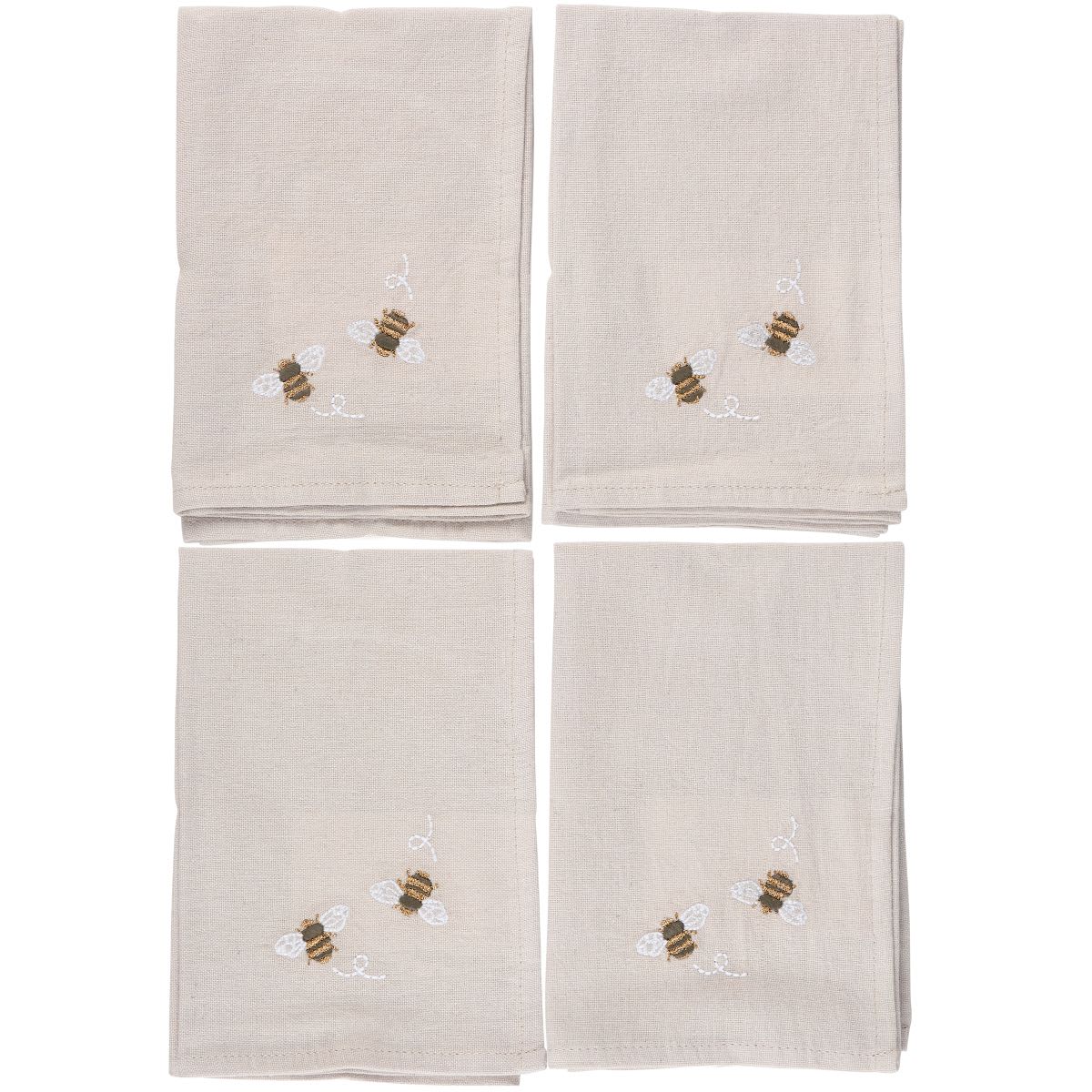 Napkin set-bee themed - Set of four linen bee themed napkins