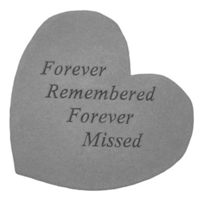 Kay Berry  Concrete Heart Forever Remembered quote - 9"x9" concrete heart with thoughtful quote
