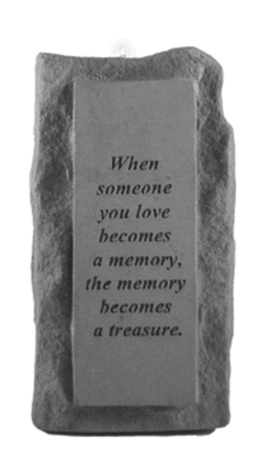 Gray memorial plaque with an engraved quote