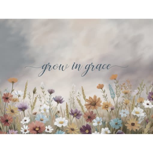 Frame Grow In Grace - This wall décor piece is made of wood composite with beautifully UV printed artwork and a keyhole hanger. These are designed and printed in the USA!  W: 24" H: 18" D: 1"