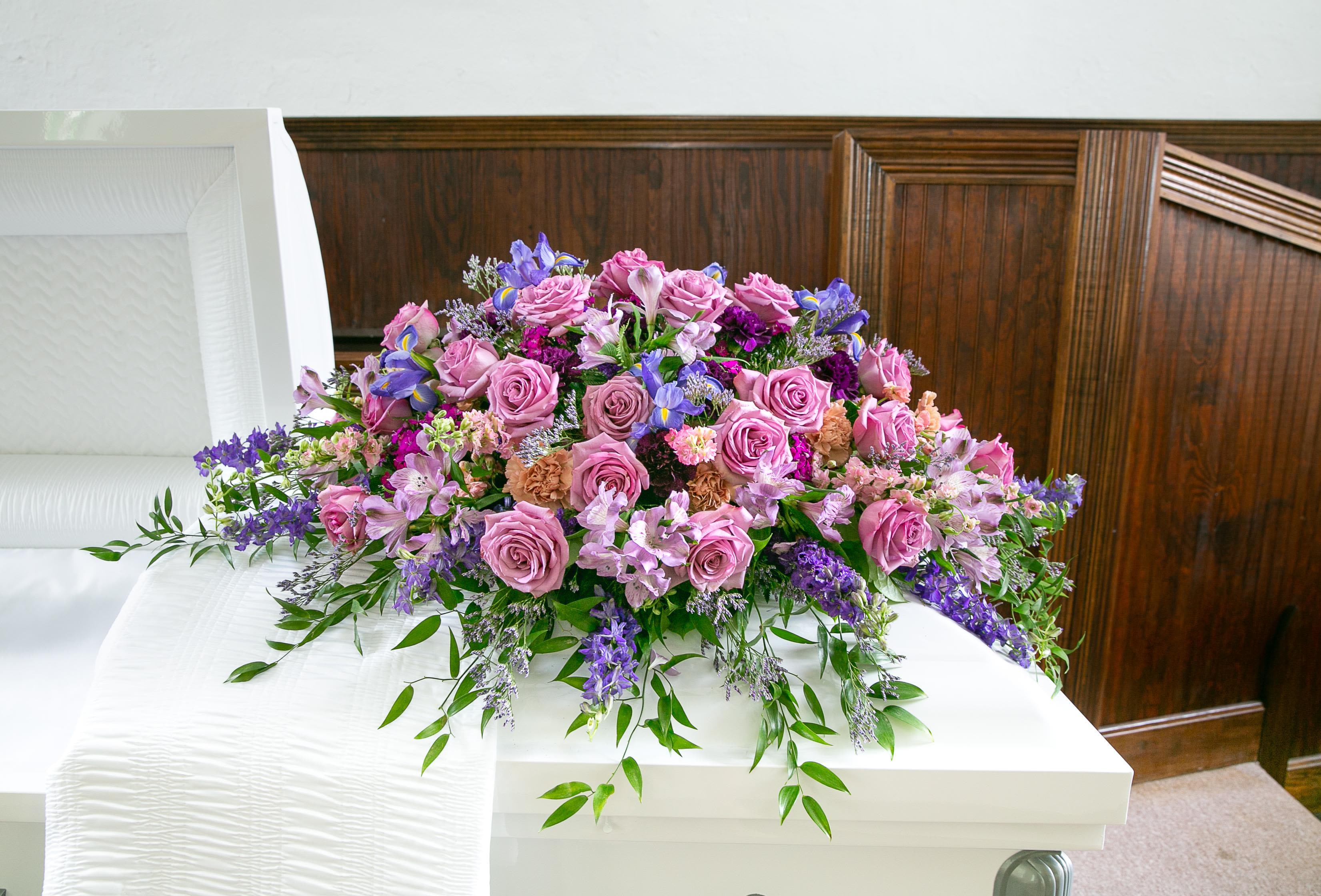 625-18-07 - purple 13½" Single Casket Saddle Dimensions: 44"W x 16"H 