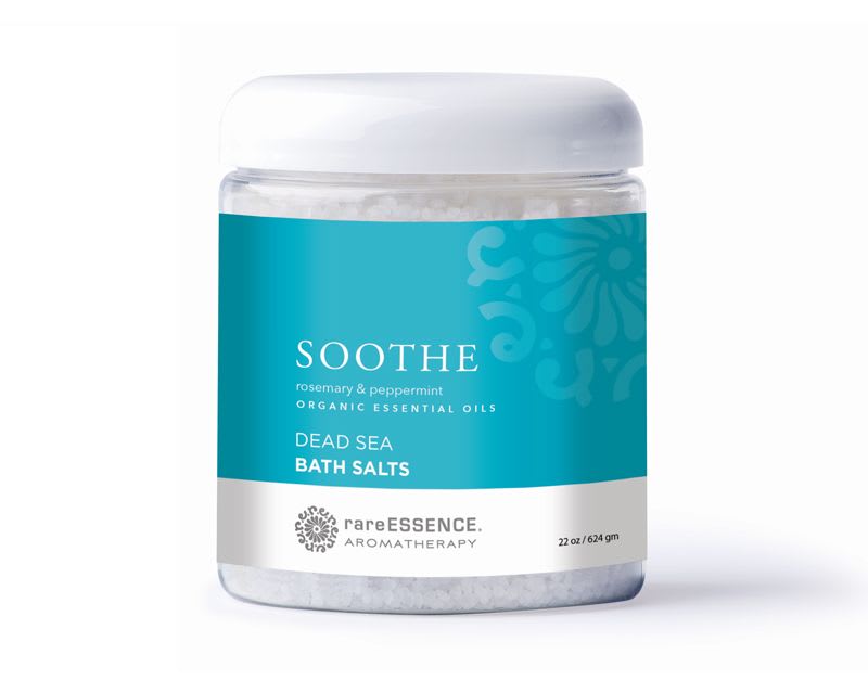 Organic SOOTHE Dead Sea Bath Salts - rareESSENCE aromatherapy rosemary &amp; peppermint organic essential oil bath salts  For Baths, Showers, and Foot Soaks