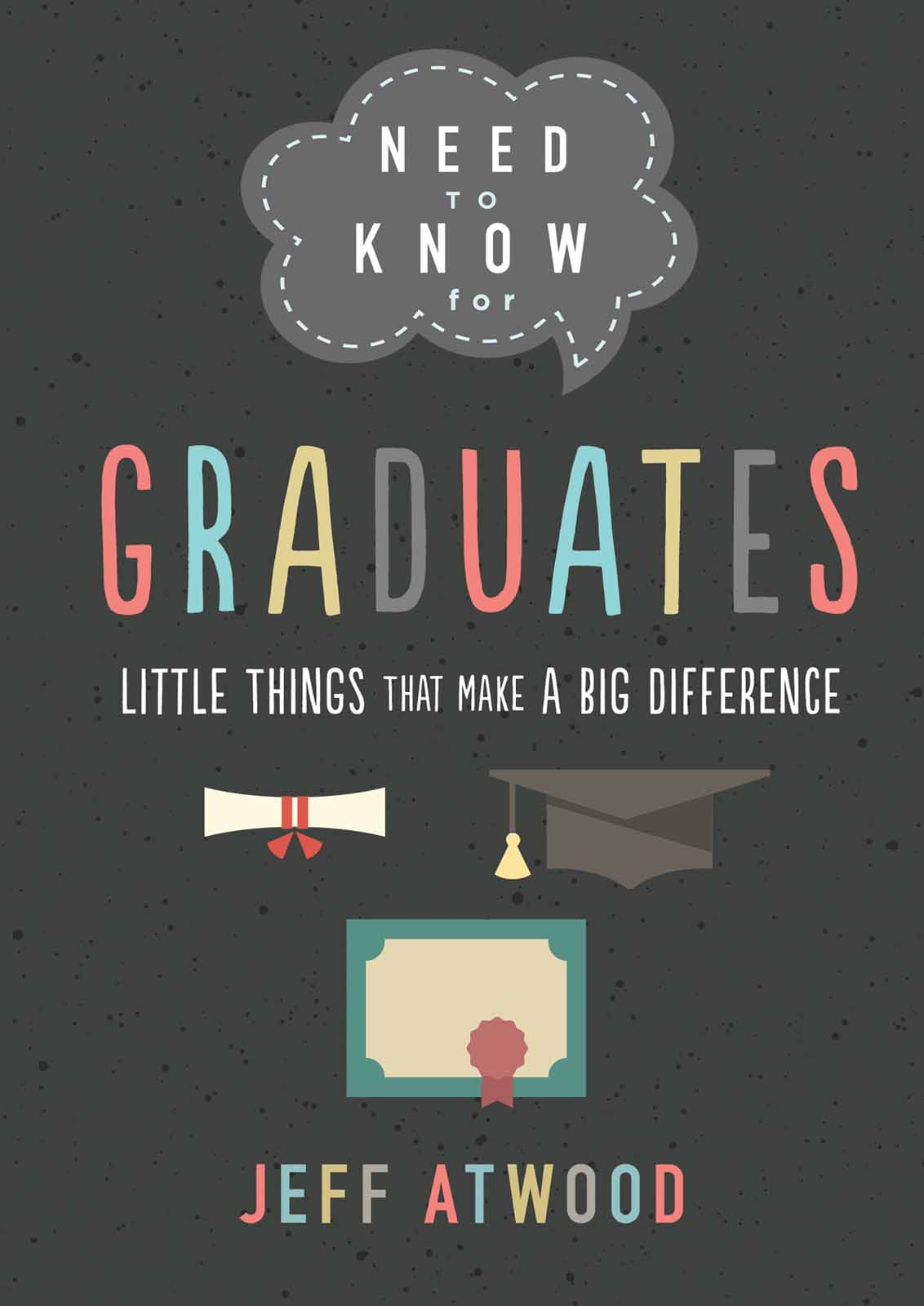 Book cover reading "Need to Know for Graduates" with graduation icons