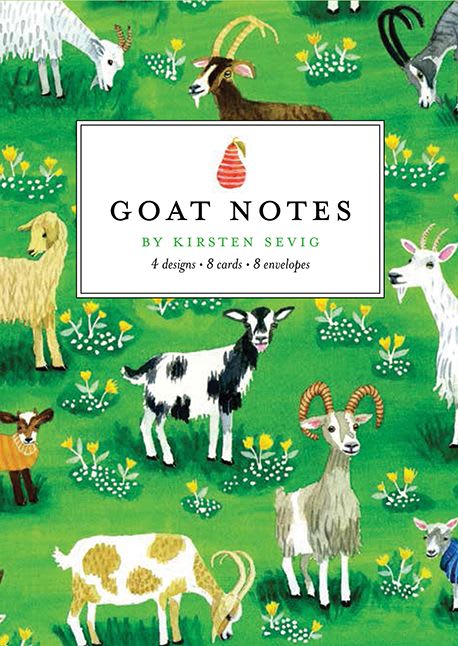 Notecards Goat Notes - 4 designs, 8 cards and envelopes, designed by Kirsten Sevig