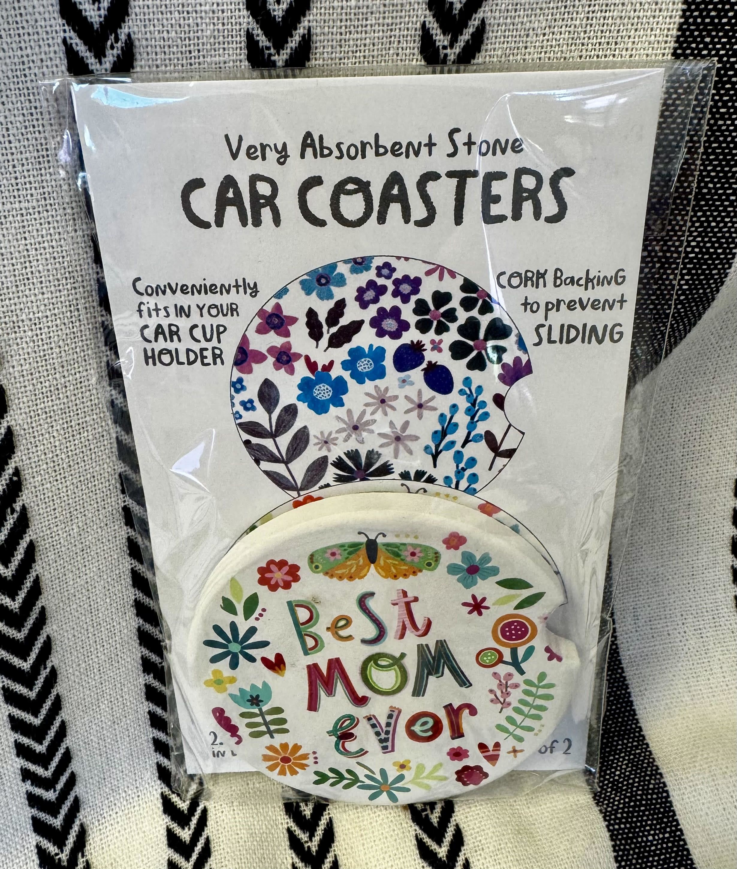 Car Coaster Best Mom Ever - Absorbent set of stone car coasters