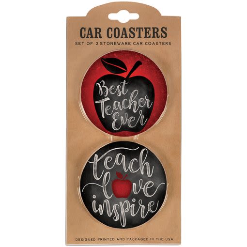 Car Coasters Best Teacher Ever - Set of 2 stoneware car coasters