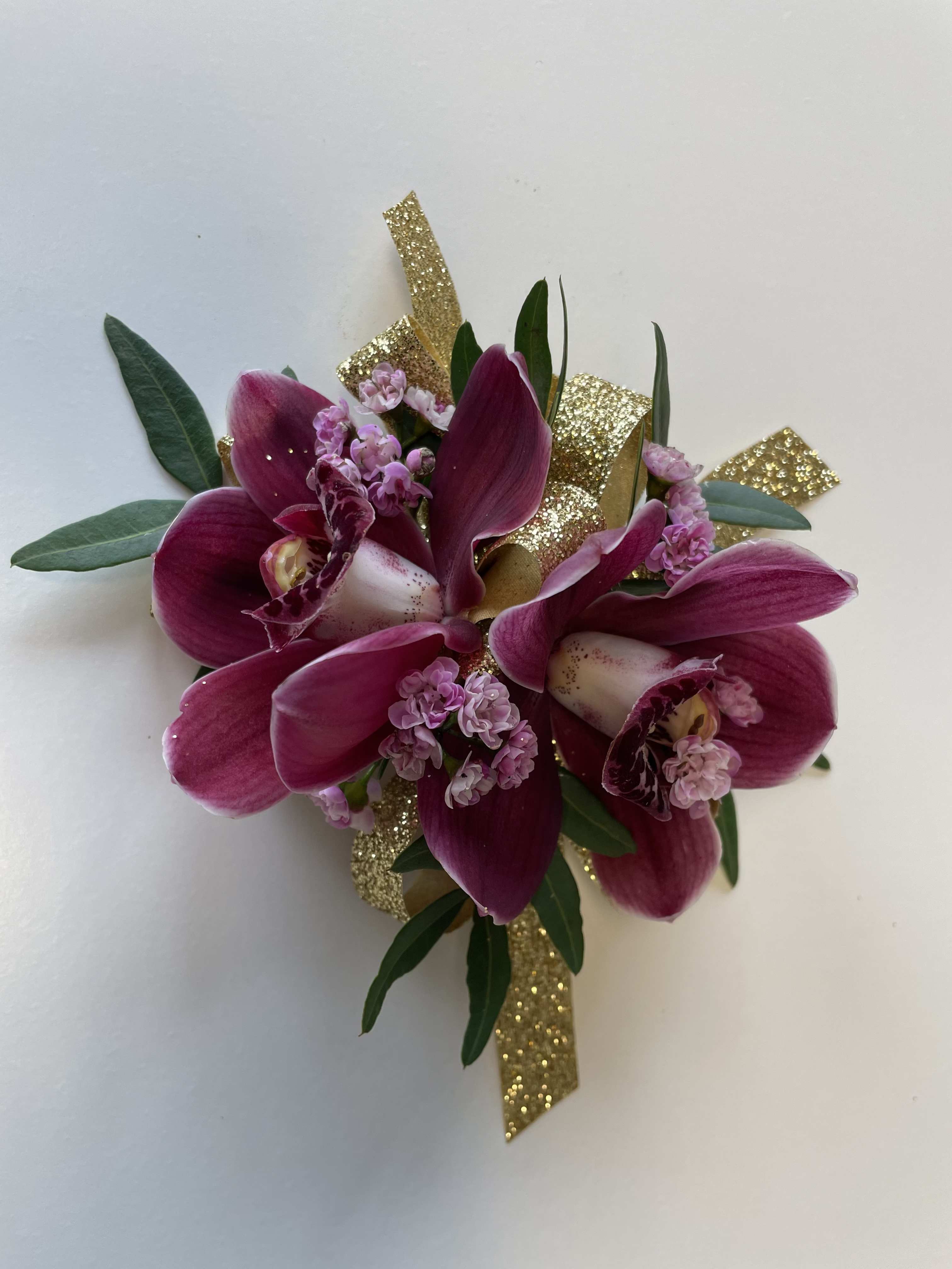 Dark Pink Prom Corsage - A beautiful Mini Cymbidium Orchid Corsage for Prom or Homecoming girls. 