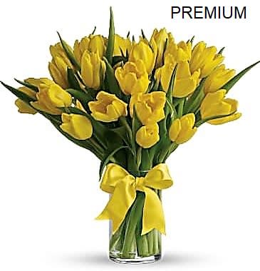 20 Yellow Tulips arranged in a vase - 20 Yellow Tulips arranged in a Larger vase