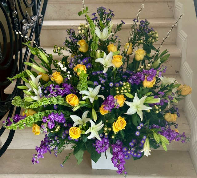 Thinking of You - Lilies, Roses, Stock and more of the premium flowers arranged in a vase. Tall and Wide Arrangement.