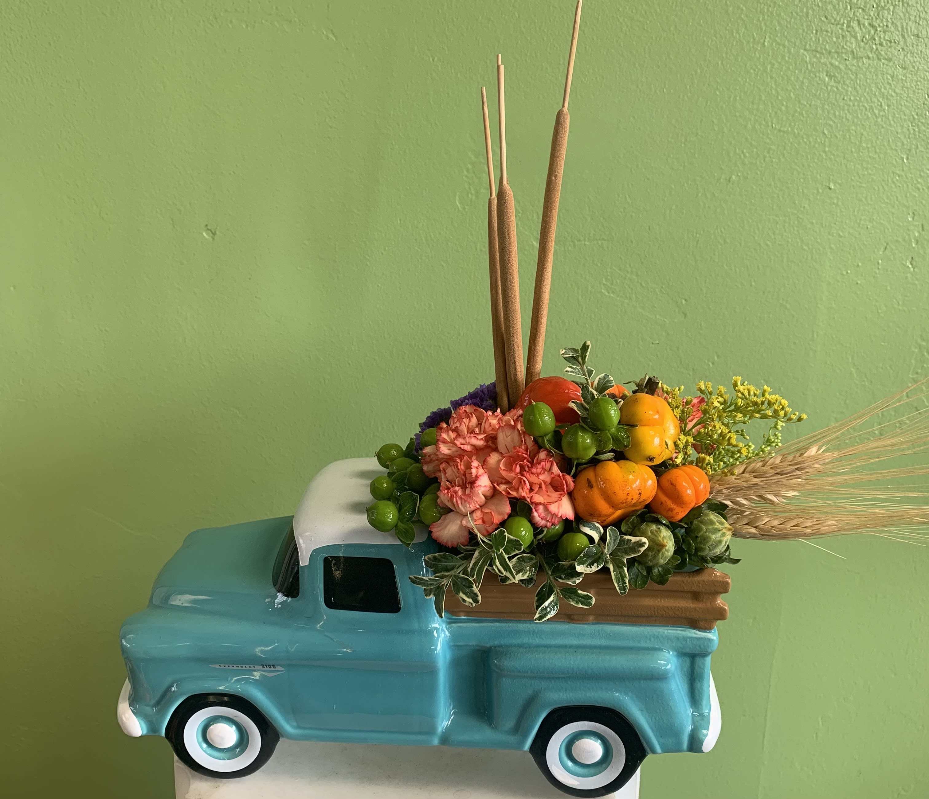 Haulin Fall - Autumn Flowers are on a Chevrolet Truck… great gift for someone love trucks!!!